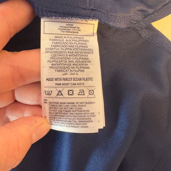 NWT Adidas Condivo 21 Track Jacket Size S Navy Blue White Primeblue 3 Stripe - Picture 9 of 10